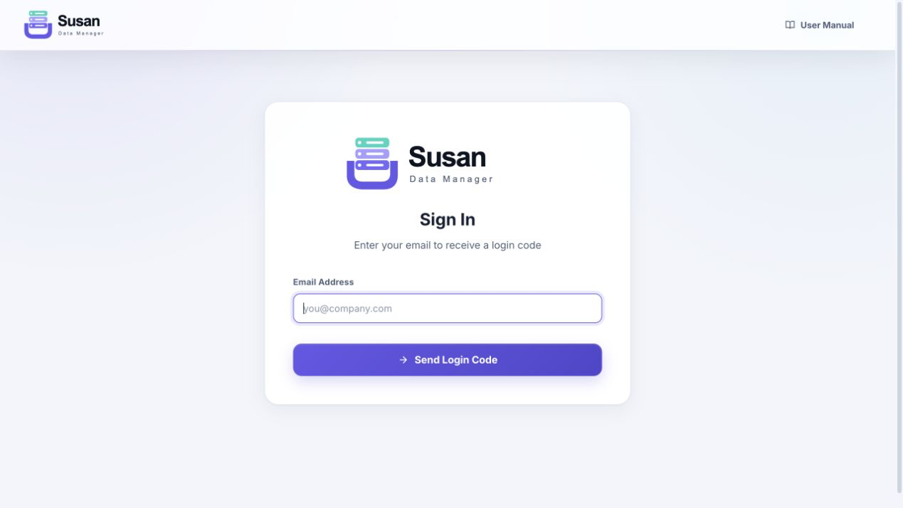 Susan sign-in page
