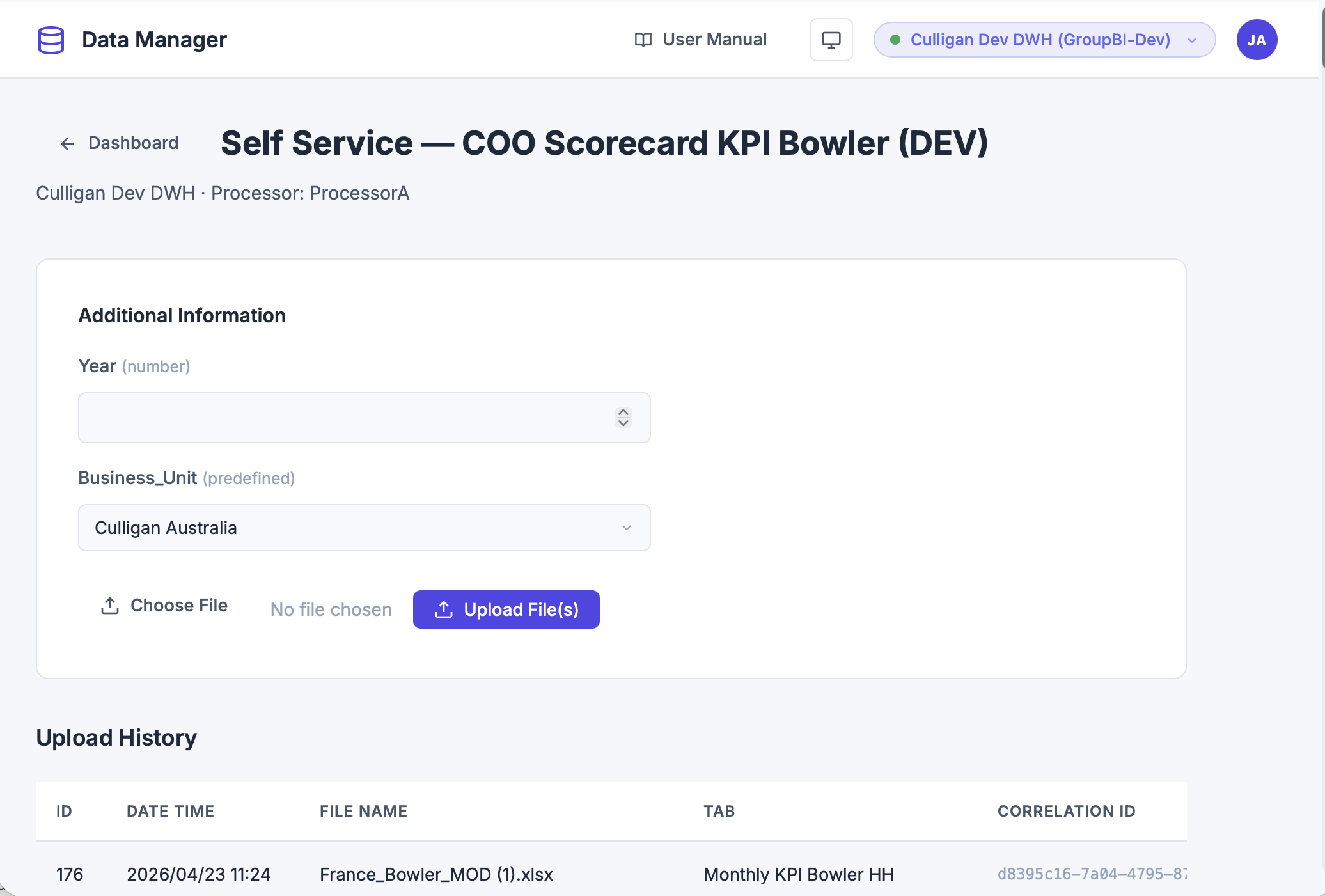 Upload form